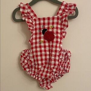 Ladybug Red and White Checkered Bodysuit